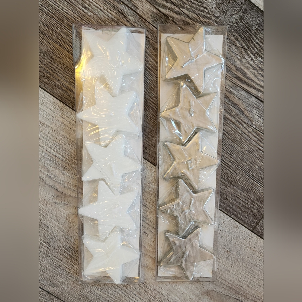 White & Silver Mini Star Tea Candles